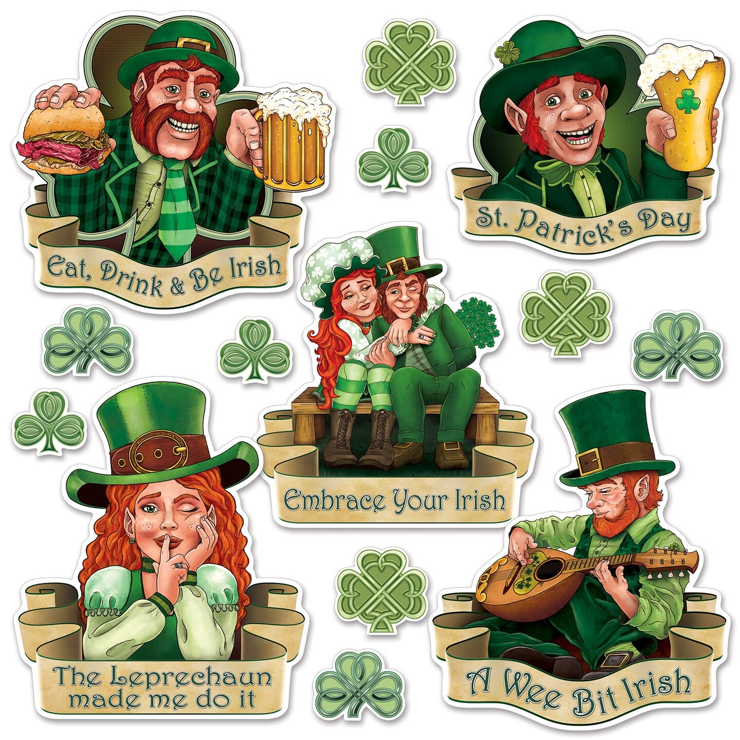 Beistle 14.75&#x201D; Green St Patrick&#x27;s Day Cutouts -168ct