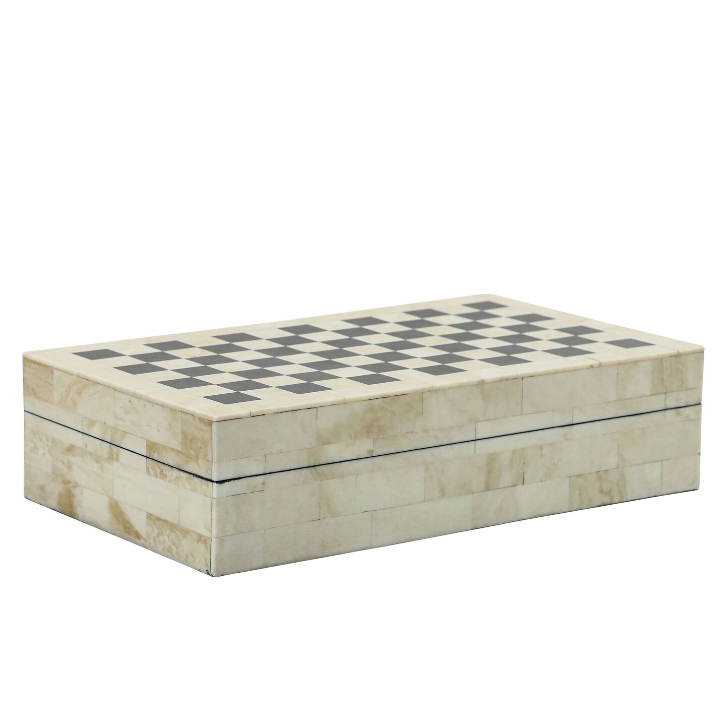 Kingston Living Set of 2 Black and White Rectangular Checkered Storage Boxes 12&#x22;