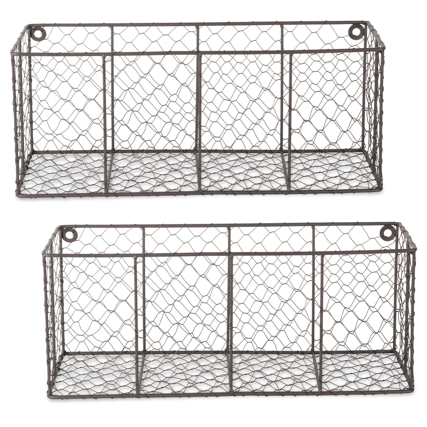 Contemporary Home Living Set of 2 Rustic Bronze Wire Wall Basket Storage, 17"
