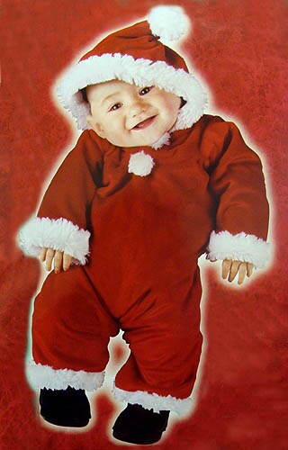 Fun World Red and White Baby Santa Unisex Infant Christmas Costume - Large
