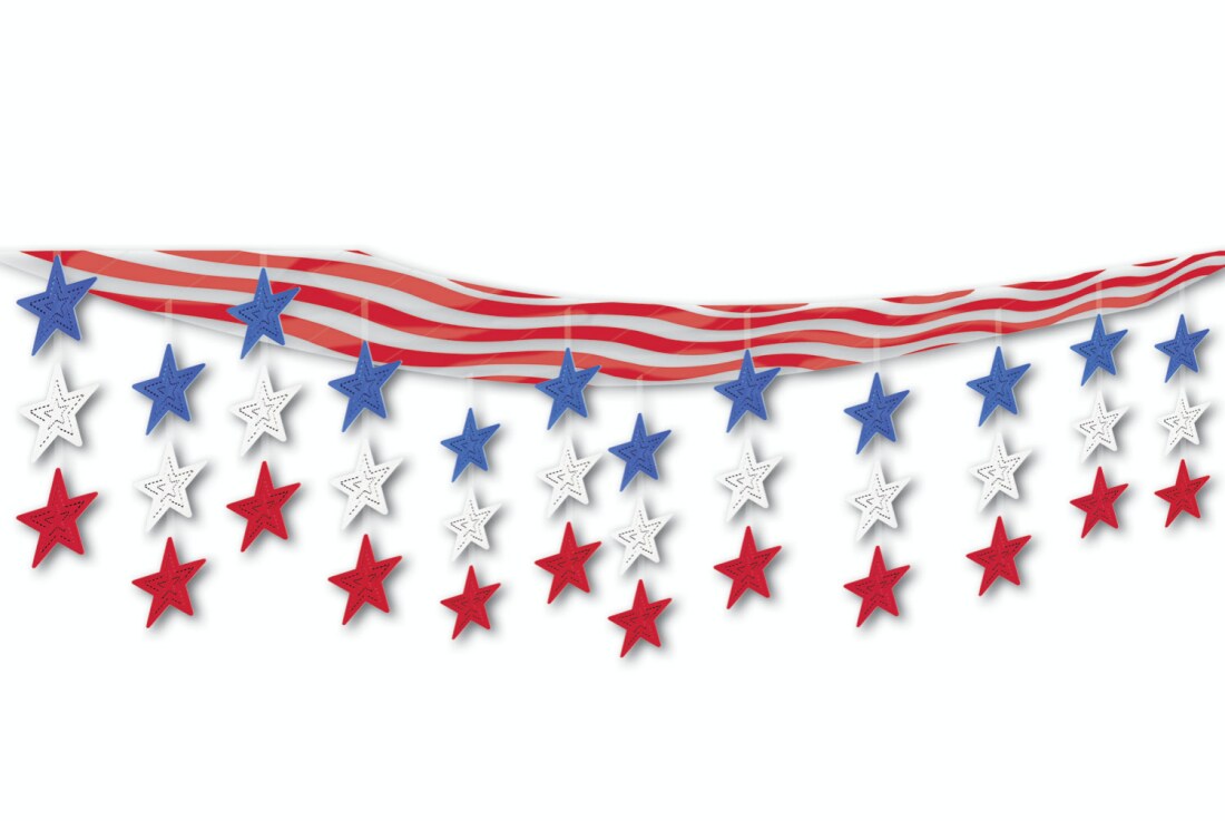 Party Central Pack of 6 Patriotic White and Blue 4th of July Hanging Ceiling Party Decors 12&#x27;