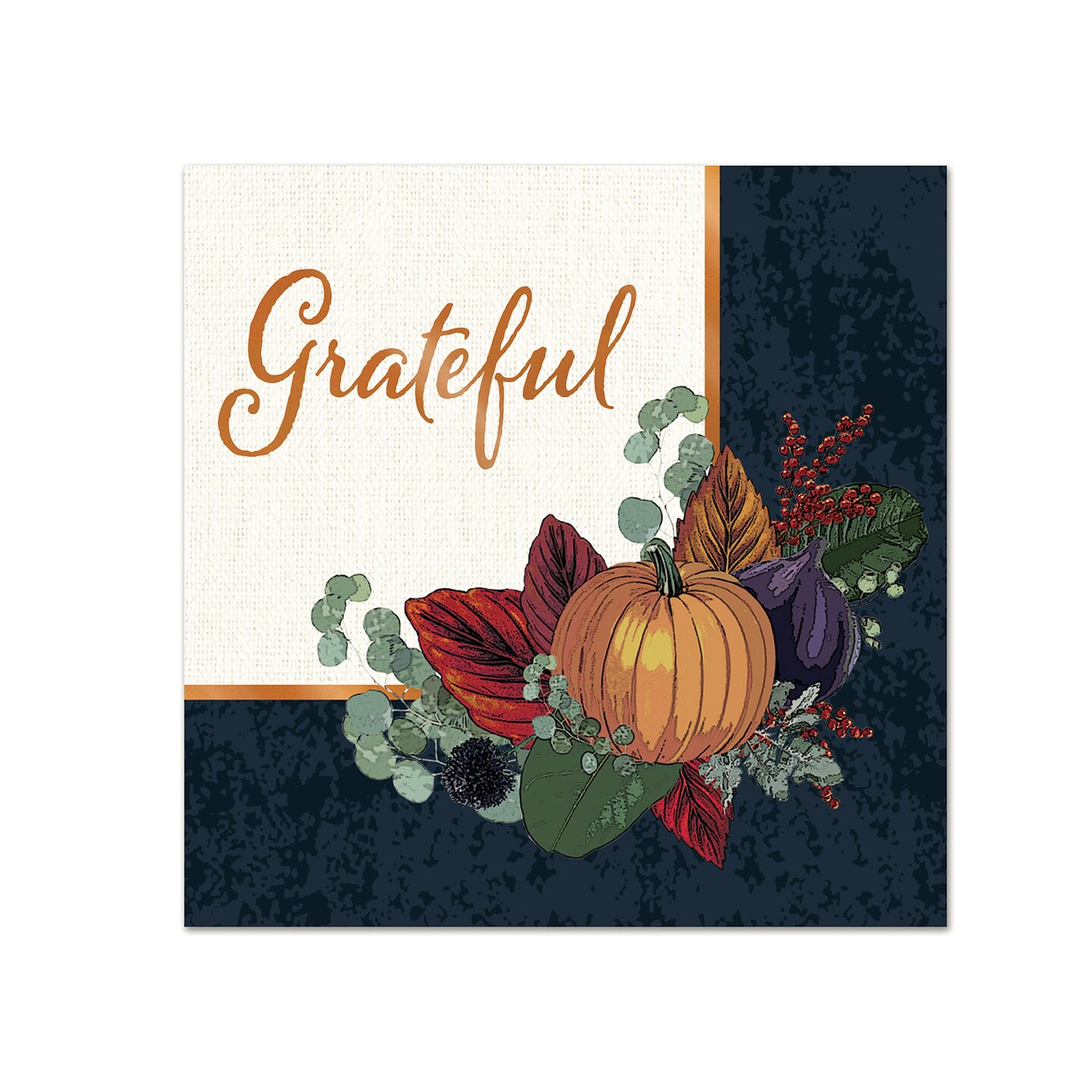 Beistle Pack of 12 Square Fall Thanksgiving Paper Beverage Napkins 5&#x22;
