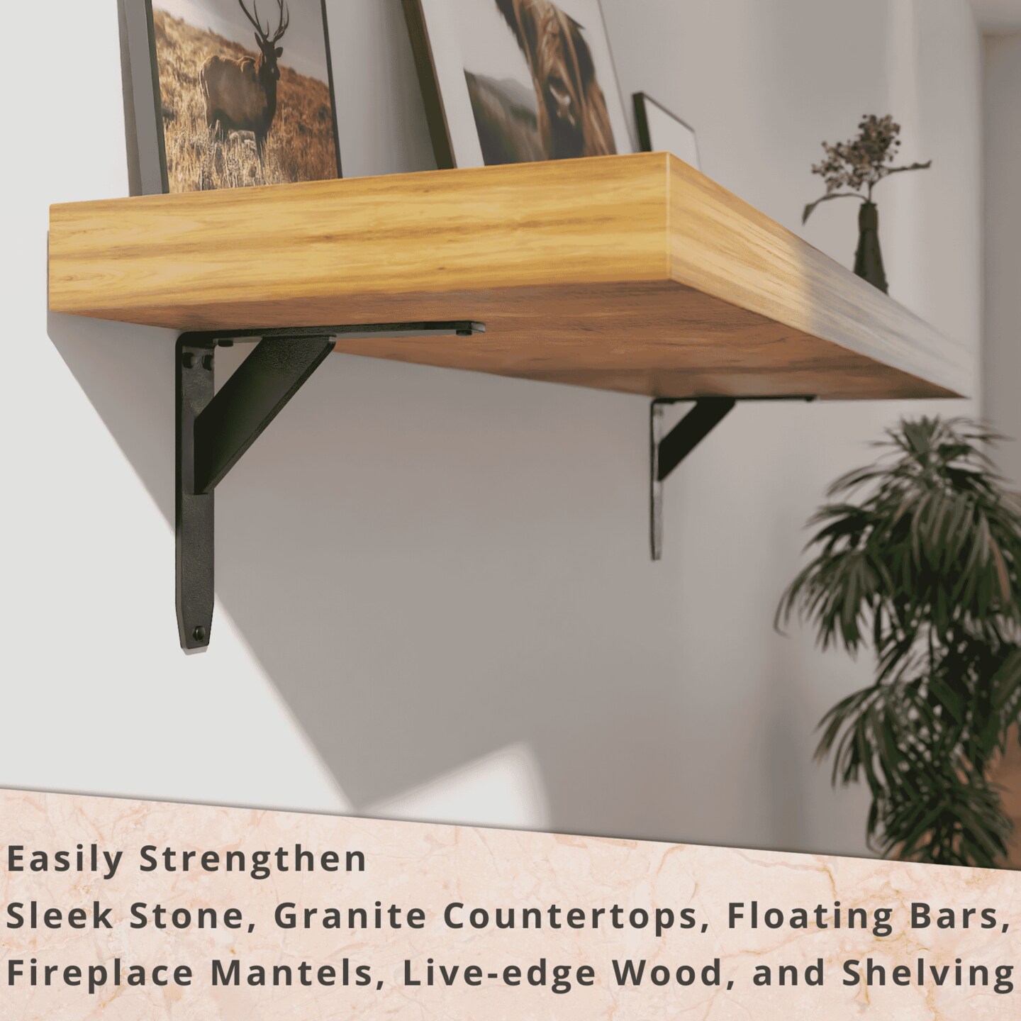 Jetstream Solid Heavy Duty Low Profile Welded Countertop Support Shelf Brackets