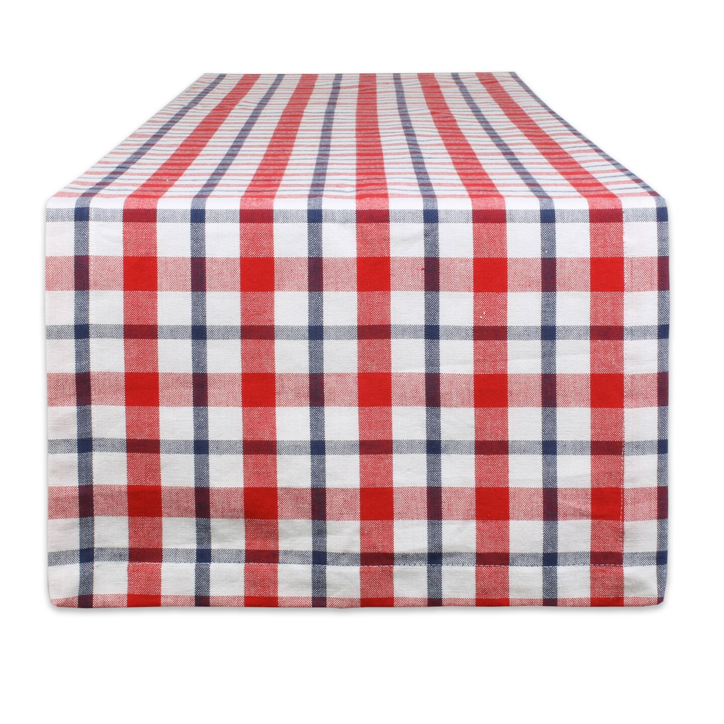 Contemporary Home Living Tartan Plaid Cotton Table Runner - 72&#x22; - White and Red