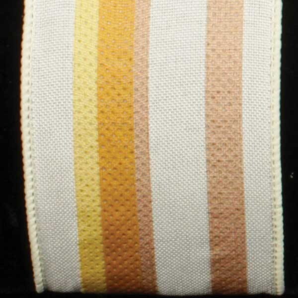 The Ribbon People White and Brown Wired Craft Ribbon with Stripes 2.5&#x22; x 20 Yards