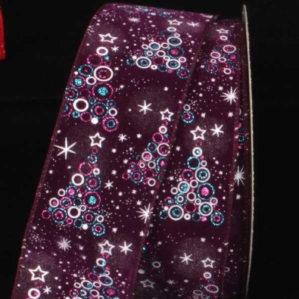 The Ribbon People Purple Bubble Trees Wired Craft Ribbon 2.5" x 20 Yards