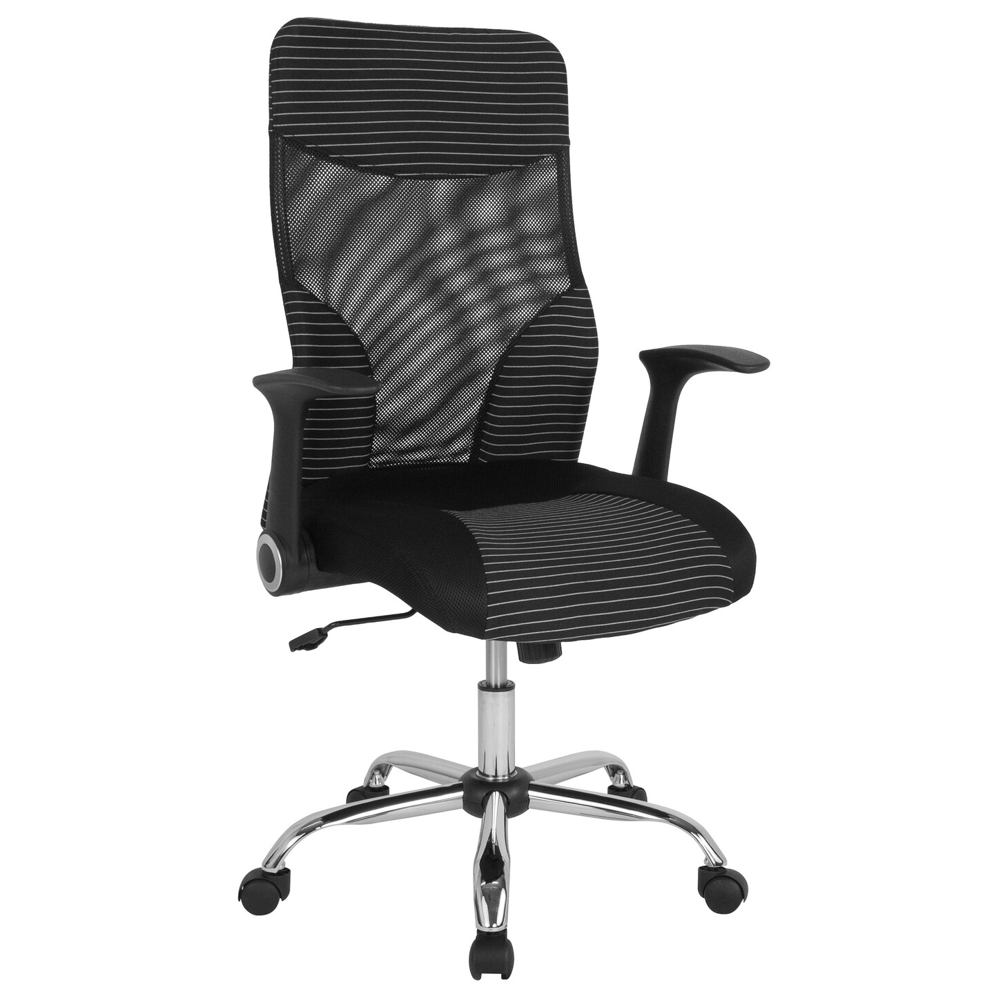 Flash Furniture 3.5' Black, White, and Silver Contemporary High Back Swivel Ergonomic Office Chair