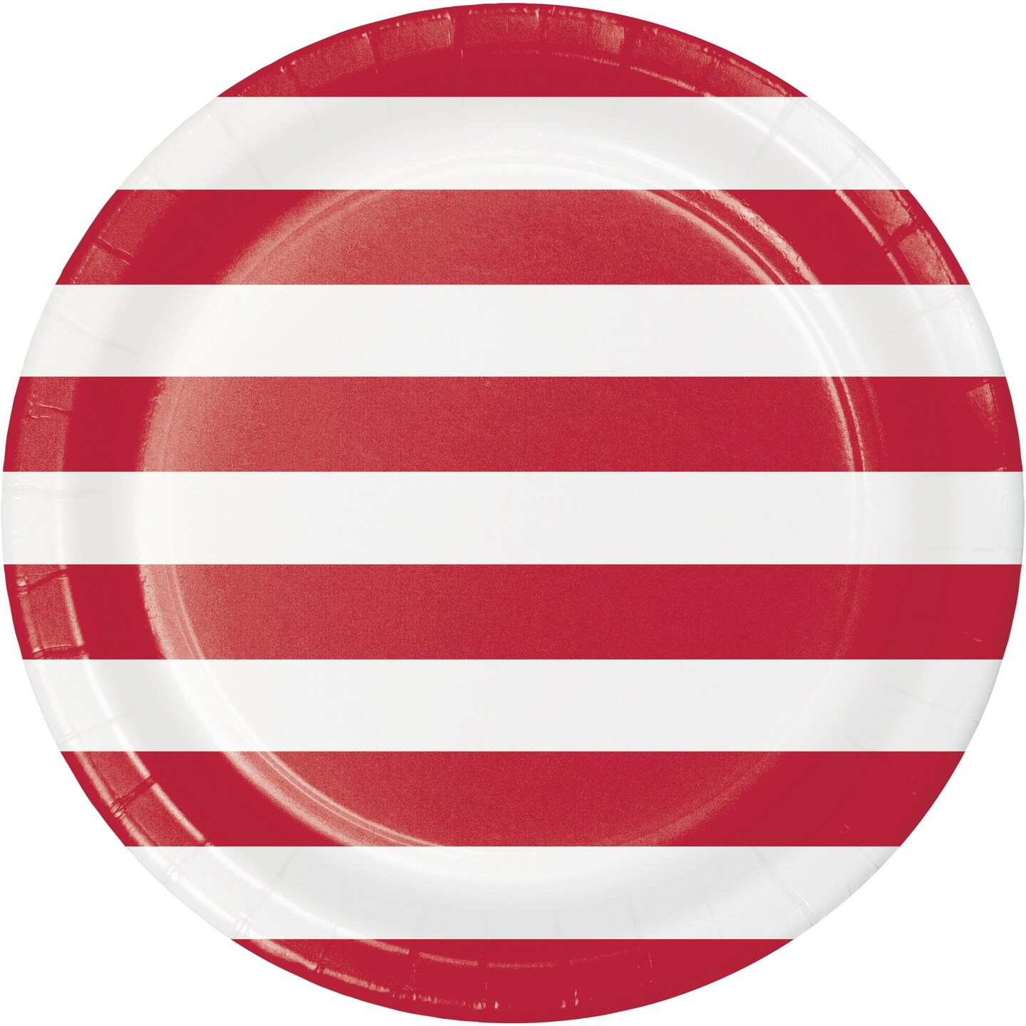 Party Central Club Pack of 96 Red and White Striped Round Dinner Plates 8.75&#x22;
