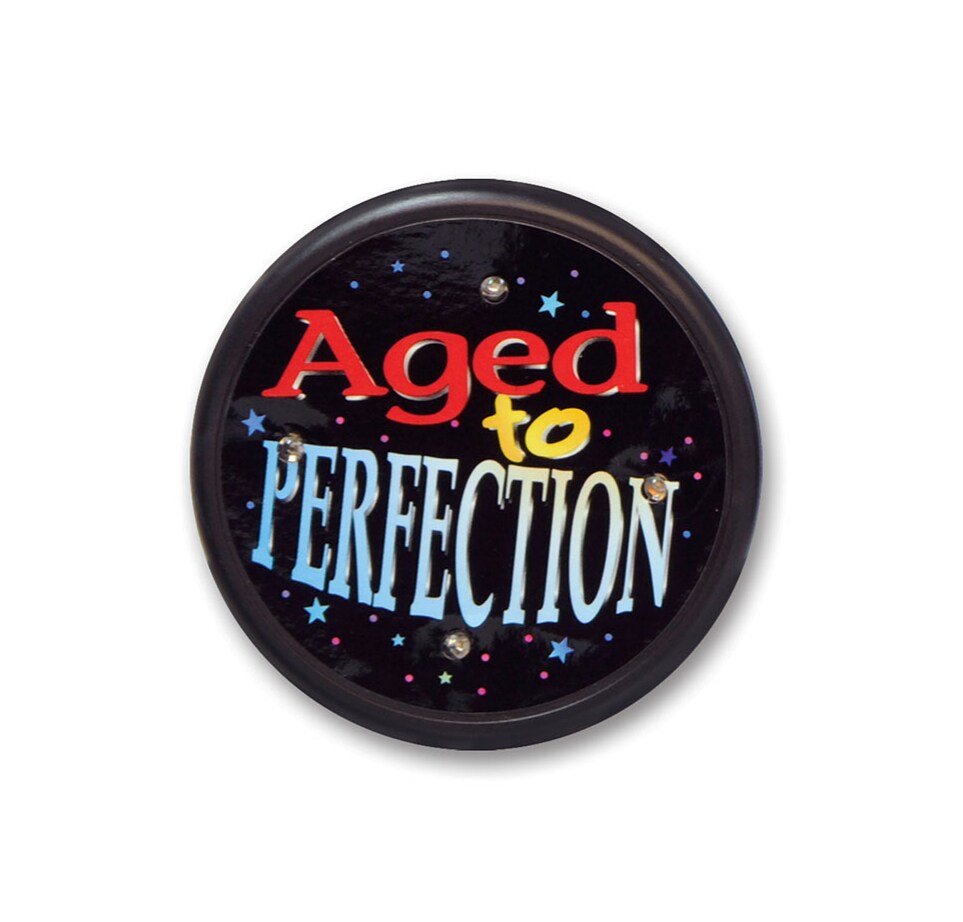 Beistle Pack of 6 Black and Red "Aged to Perfection" Flashing Birthday Celebration Buttons 2.5"