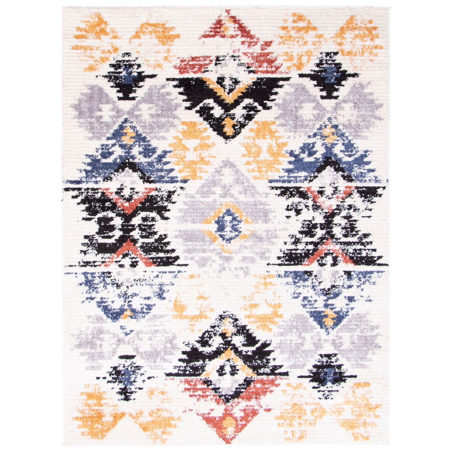 Chaudhary Living 6.5&#x27; x 9.5&#x27; Geometric Area Throw Rug - White and Blue
