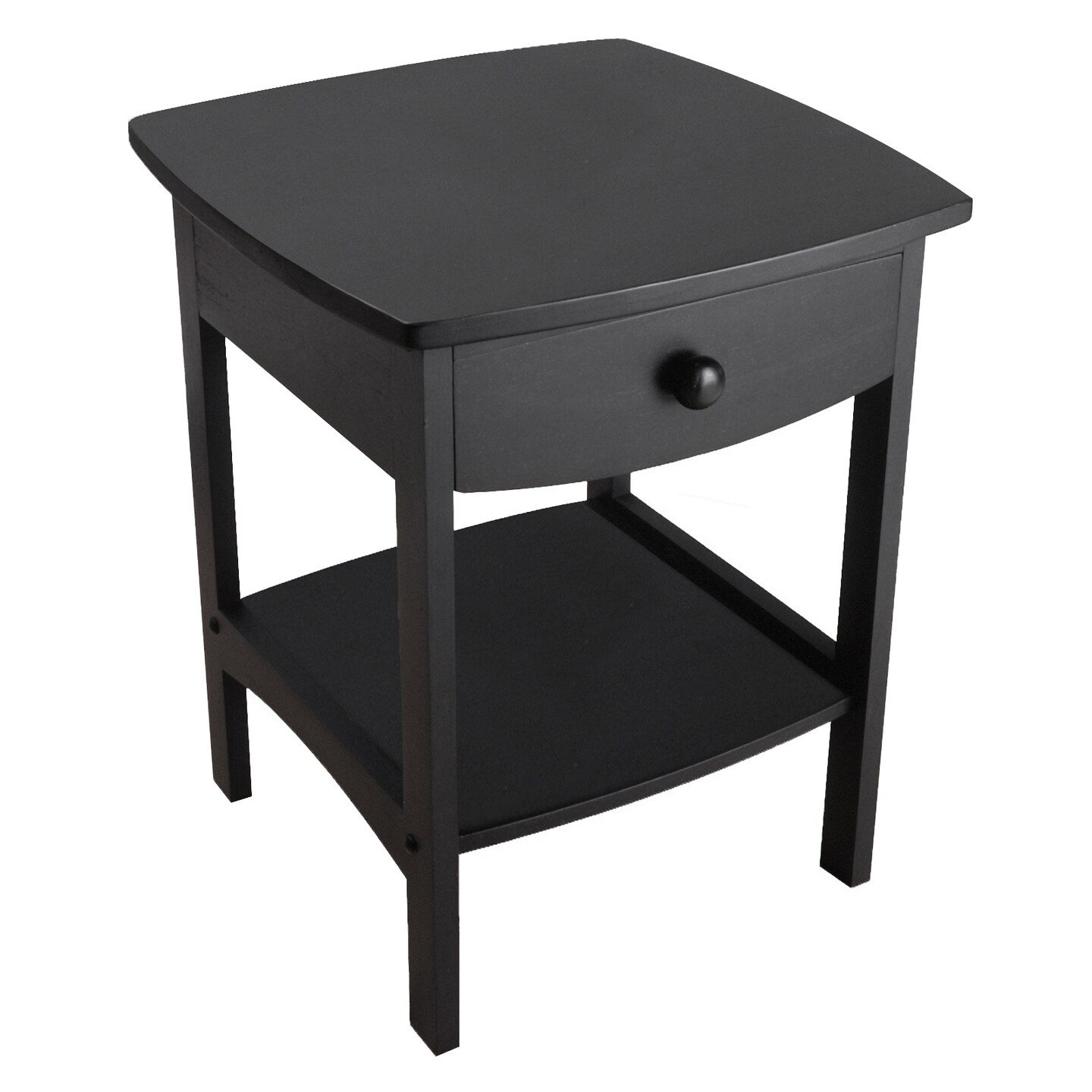 Contemporary Home Living 22" Black Elegant Claire Curved End Table with Drawer and Shelf