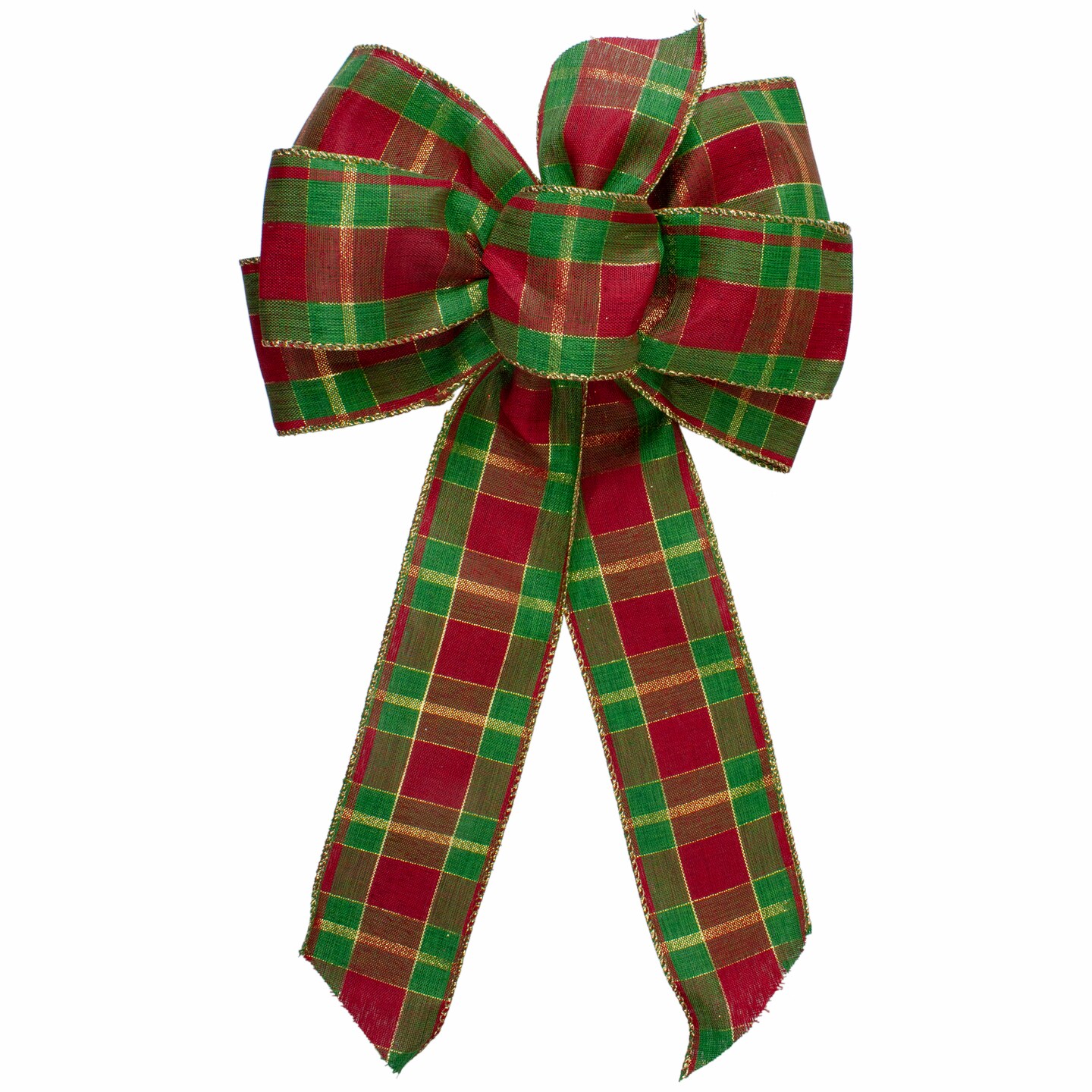 Northlight Plaid 6-Loop Christmas Bow Decoration - 9" x 14" - Red and Green