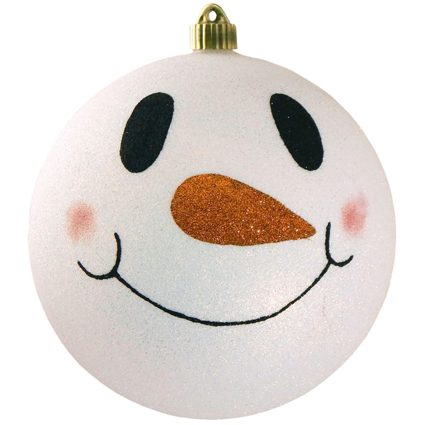 Christmas by Krebs White Single Snowman Face Shatterproof Glitter Christmas Ball Ornament 8&#x22; (200mm)