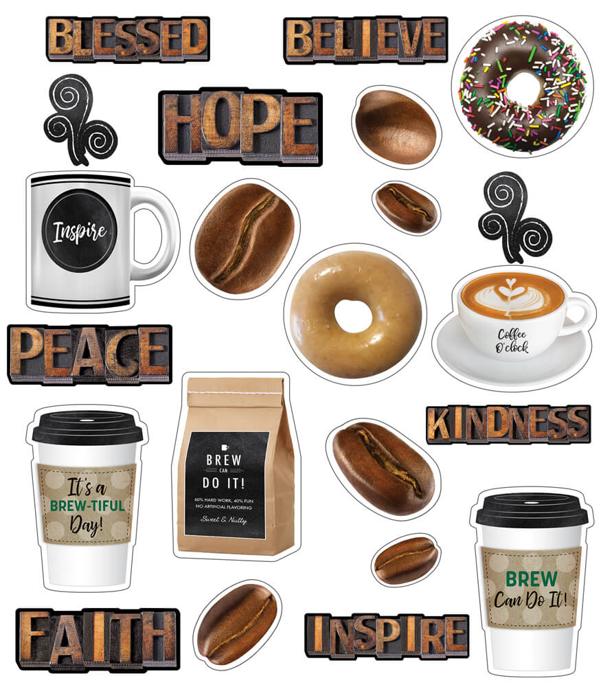 Schoolgirl Style - Industrial Caf&#xE9; | Morning Motivators Mini Bulletin Board, Classroom D&#xE9;cor, 22 Pieces