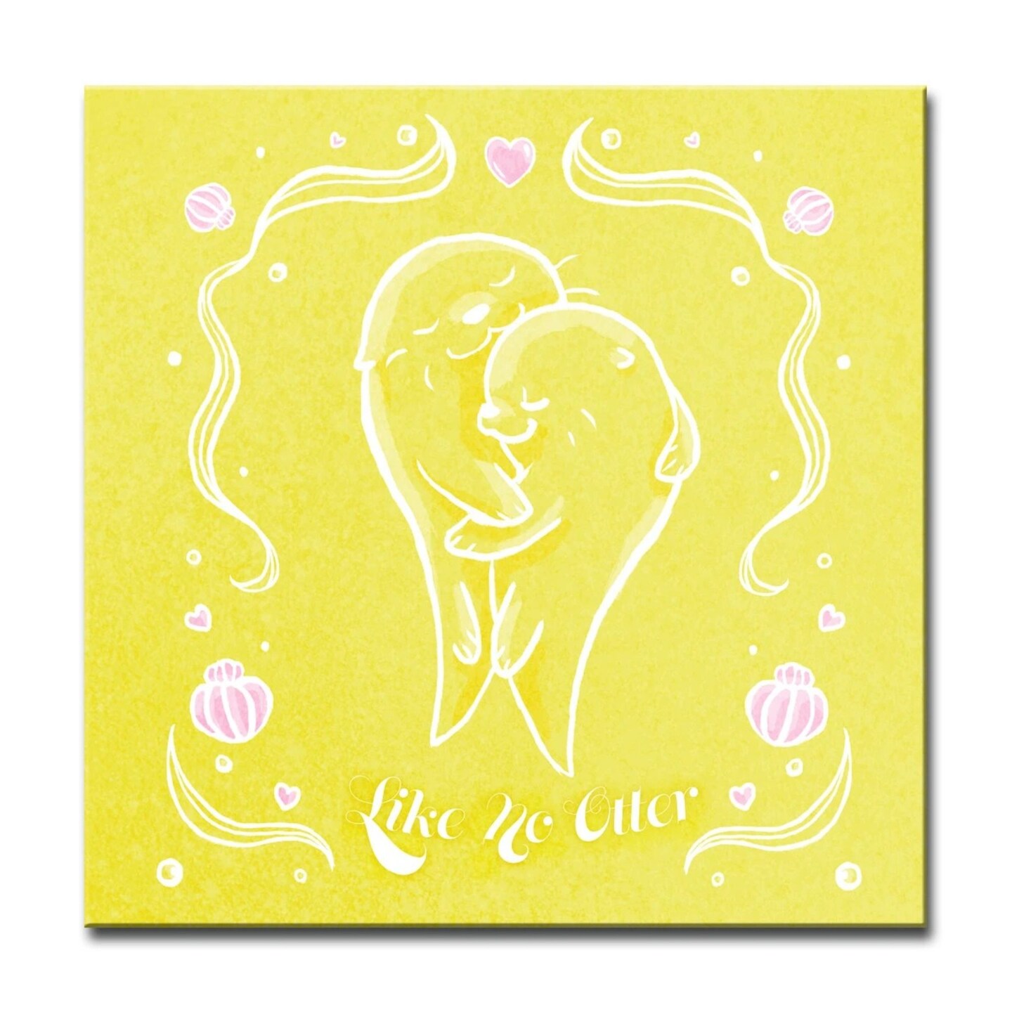Crafted Creations Yellow and White "Like no Otter" Square Canvas Wall Art 12" x 12"