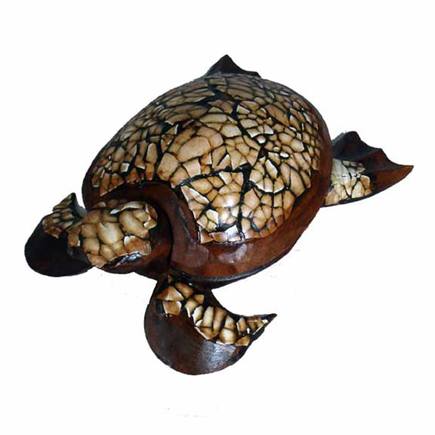 Stoneage Arts Inc 6&#x22; x 2&#x22; Brown and White Turtle Egg Shell Accent Decor