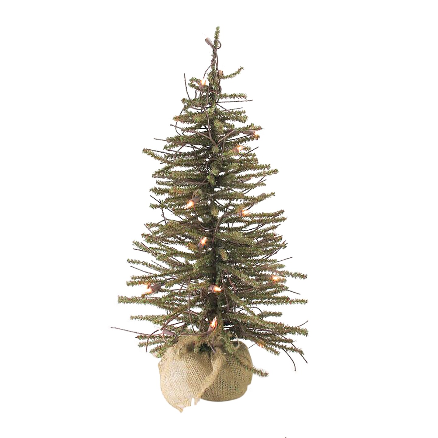 Northlight 4&#x27; Pre-lit Potted Twig Slim Artificial Christmas Tree - Warm Clear Lights