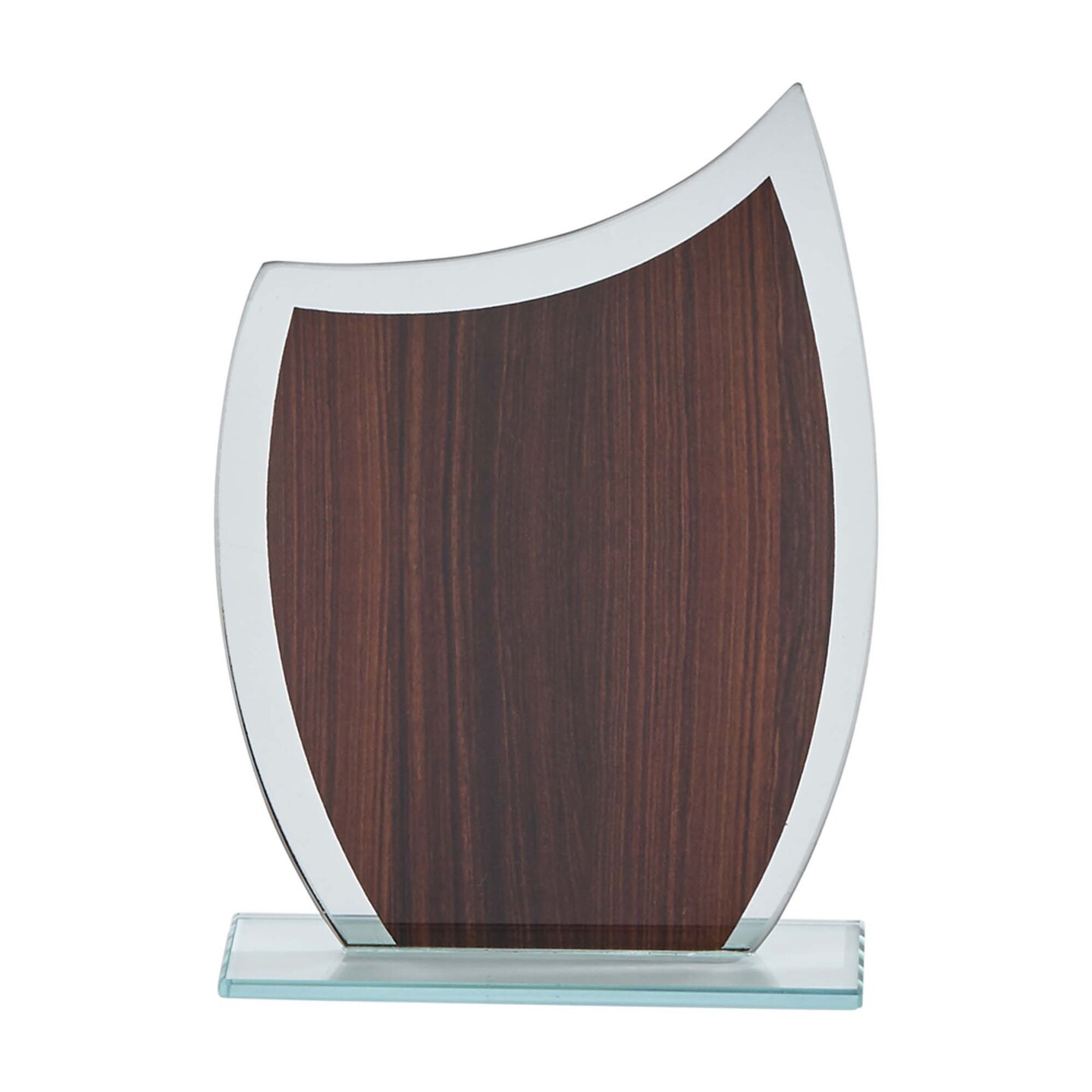 Contemporary Home Living 8&#x22; Glass Trophy with Wood Grain Appearance