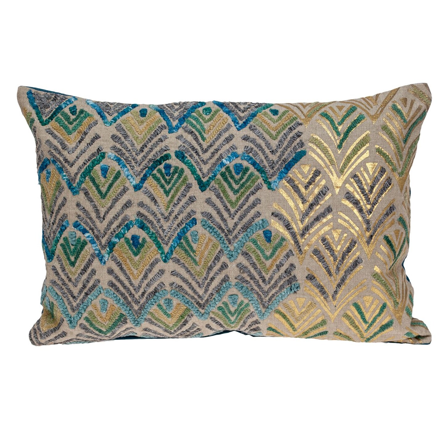 Nassau Collection 20" Blue and Gold Embroidered Tapestry Rectangular Throw Pillow Michaels