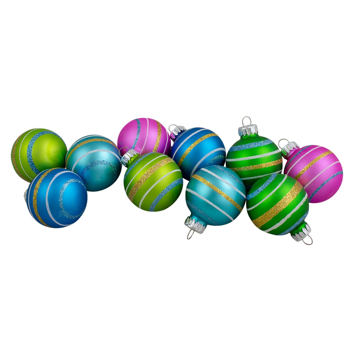Northlight 10ct Green and Blue Matte Glass Christmas Ball Ornaments 1.75&#x22; (45mm)
