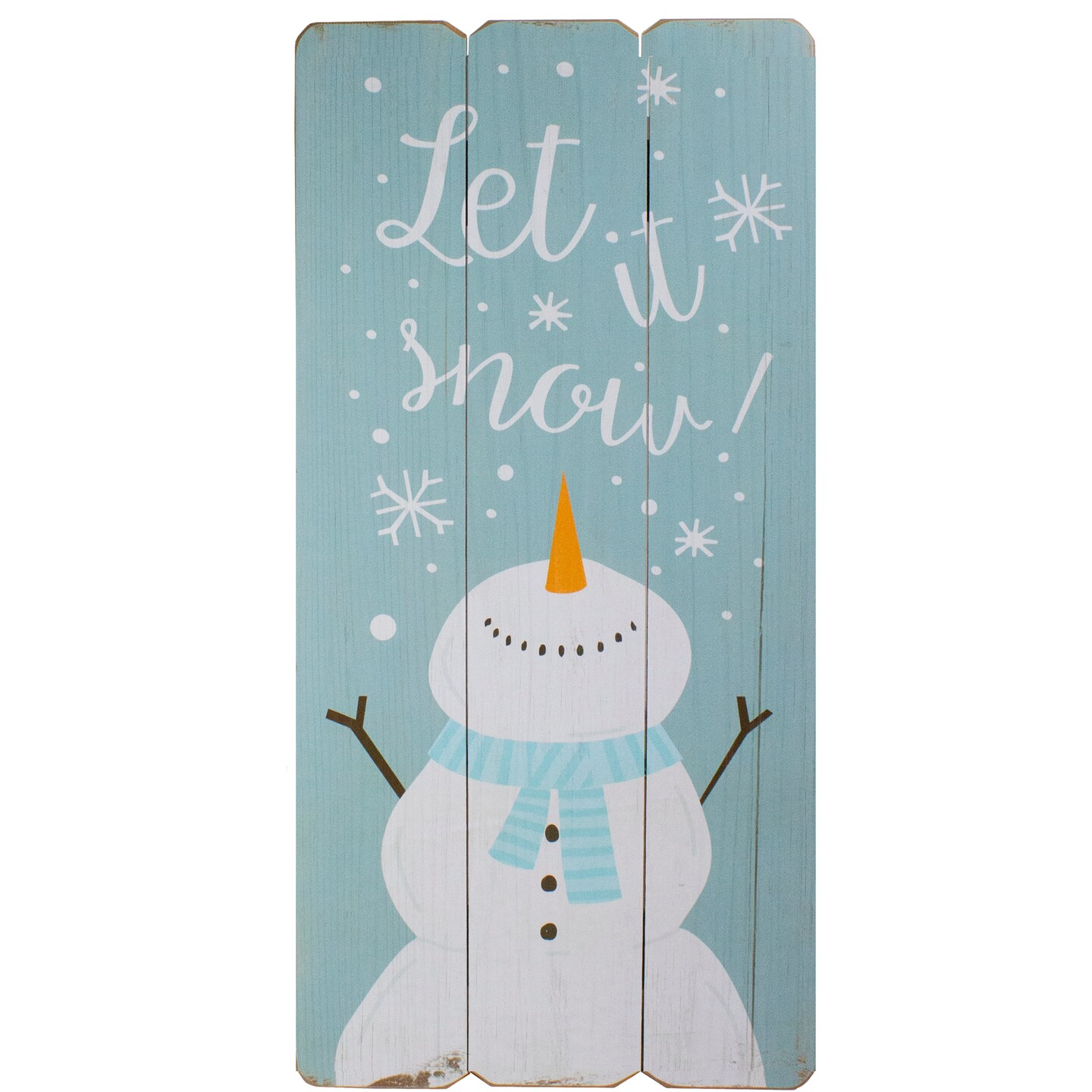 Northlight 24&#x22; Wooden &#x27;Let It Snow&#x27; Snowman Hanging Christmas Wall Sign