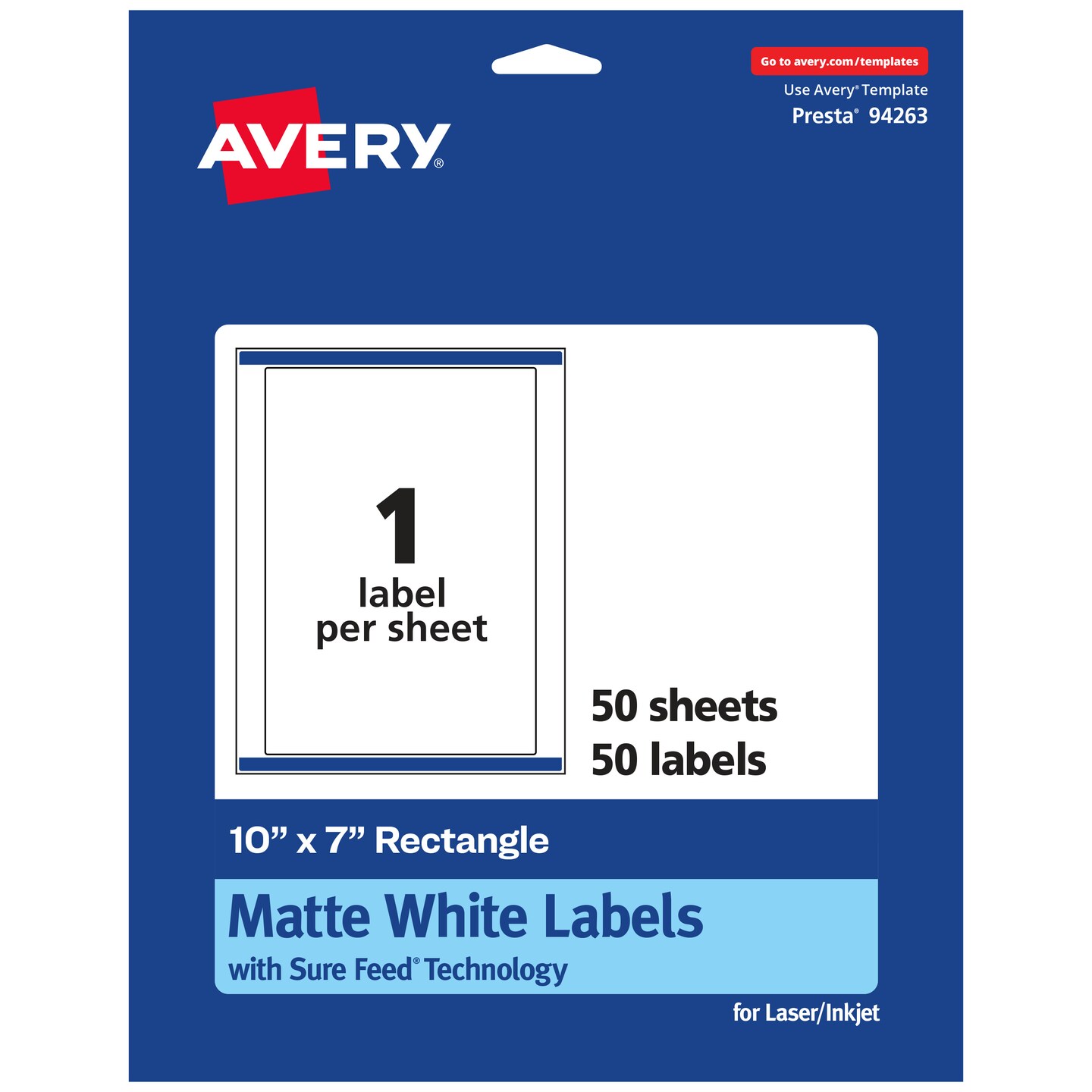 Avery Matte White Rectangle Labels, 10&#x22; x 7&#x22;