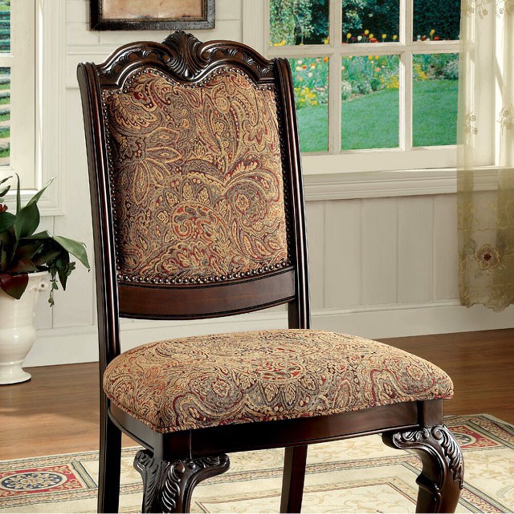 Saltoro Sherpi Bellagio Traditional Wooden Carving Side Chair, Set of 2-