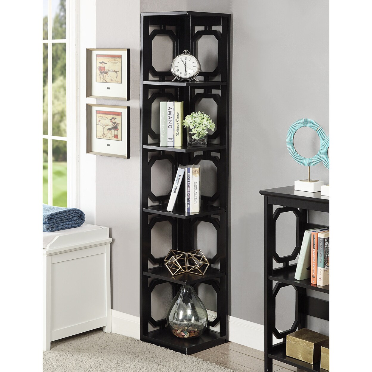 Convenience concepts omega 5 tier corner bookcase deals