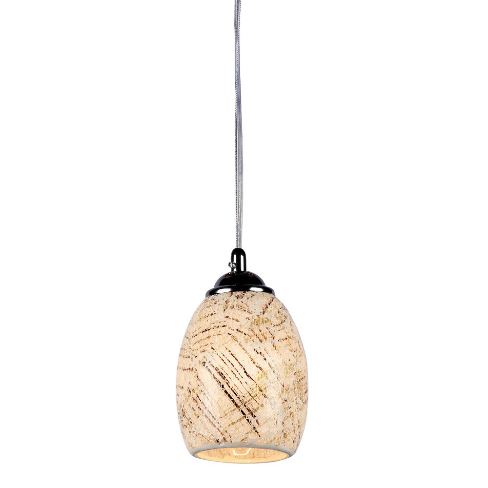 CHLOE Lighting Textured Lines Dome Glass Shade Pendant Light with Hanging Cord, Beige
