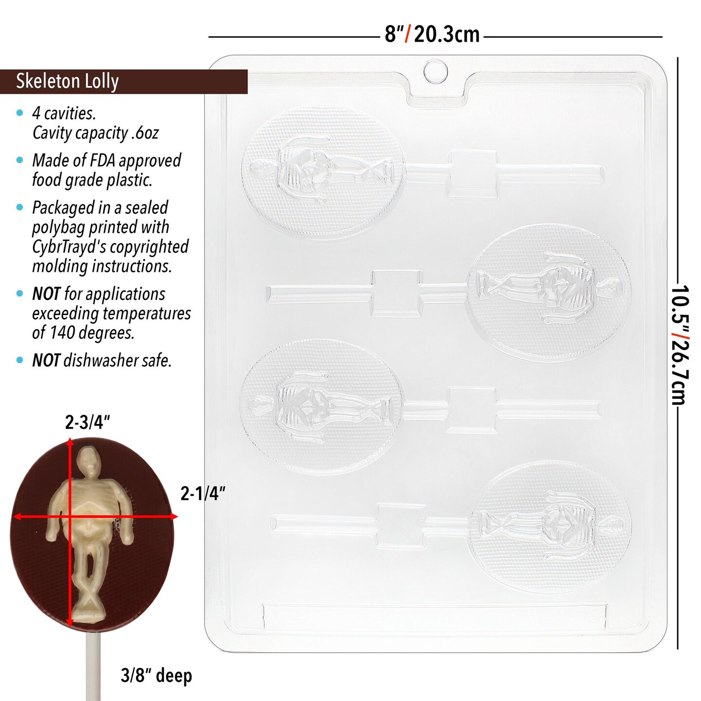 Chocolate Mold Skeleton Lolly