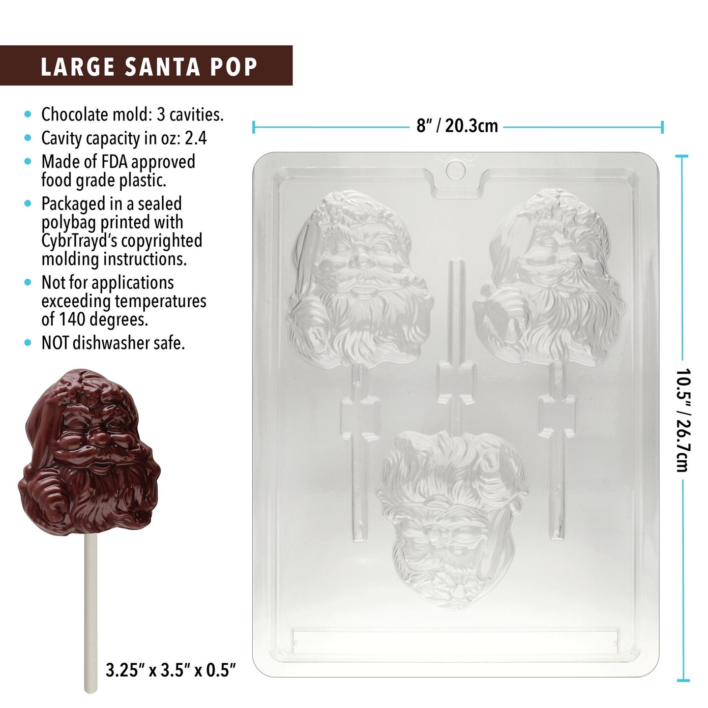 Chocolate Mold Large Santa Pop