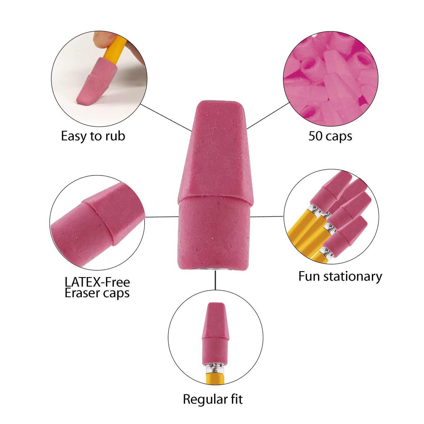 BAZIC Pink Eraser Top (50/Pack)