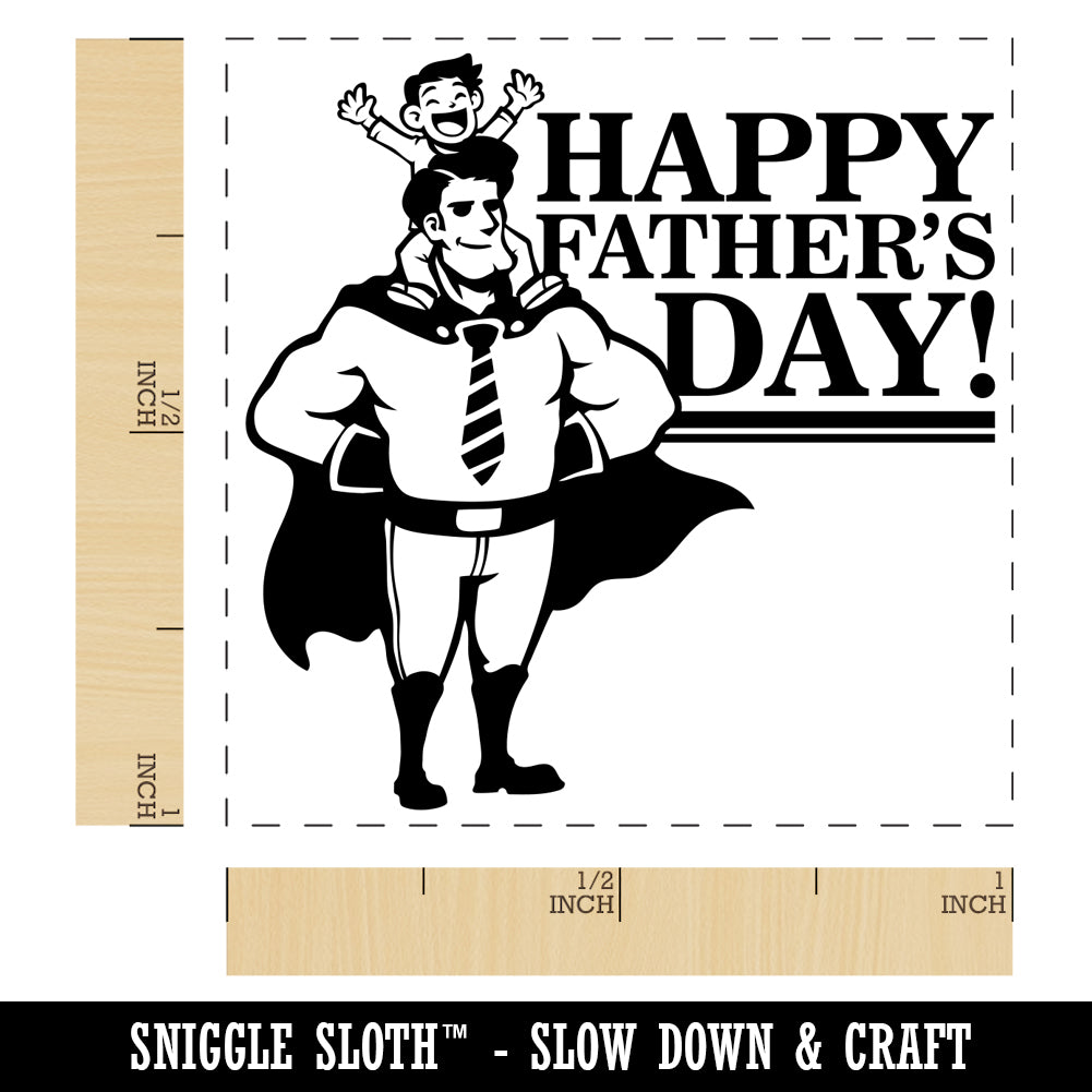 Happy Father's Day Superhero Dad with Cape and Tie Self-Inking Rubber ...