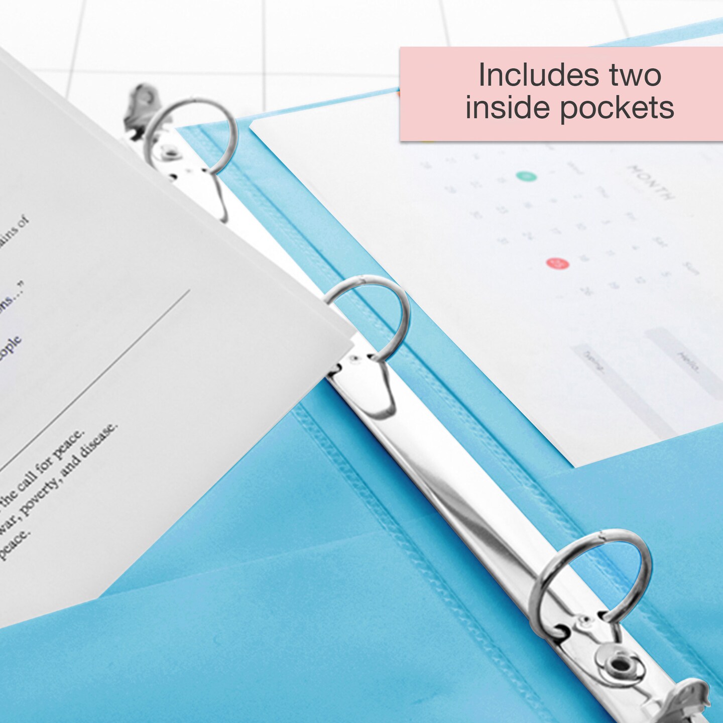 BAZIC 1/2&#x22; 3-Ring View Binder w/ 2-Pockets (11 Color Available)