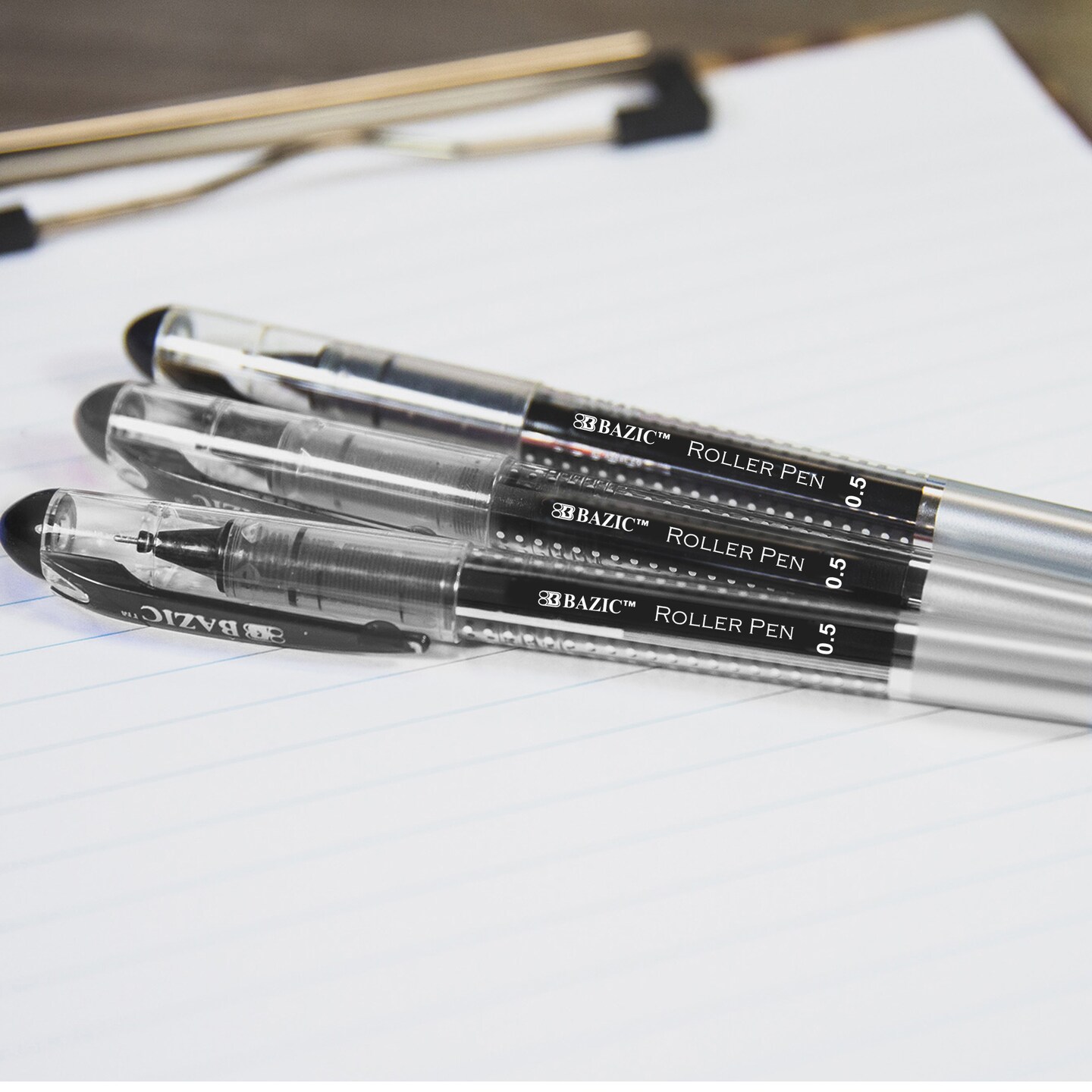 BAZIC Norte Black Needle-Tip Rollerball Pen (3/Pack)