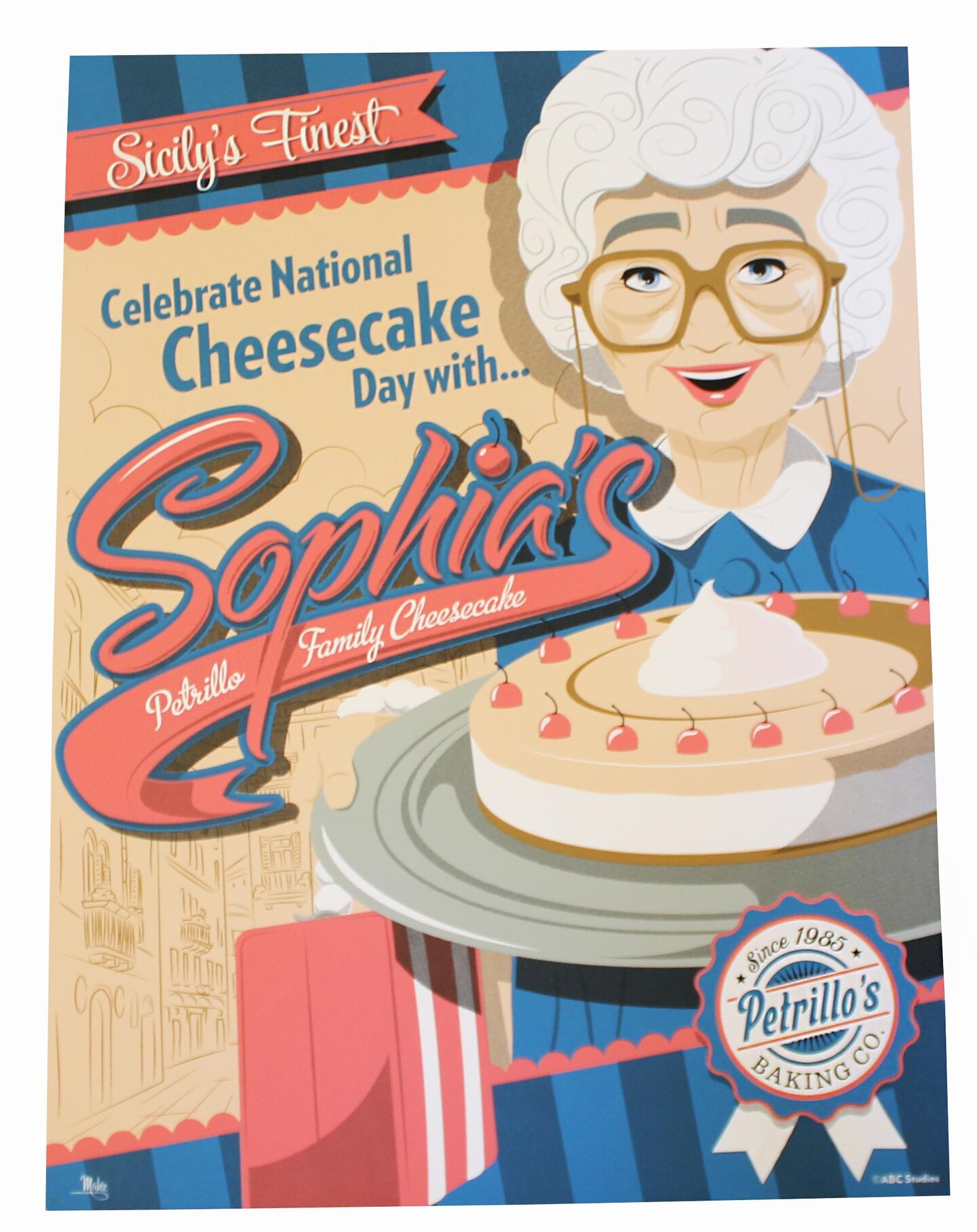 The Golden Girls Sophia&#x2019;s Cheesecake Wall Poster | Measures 24 x 18 Inches