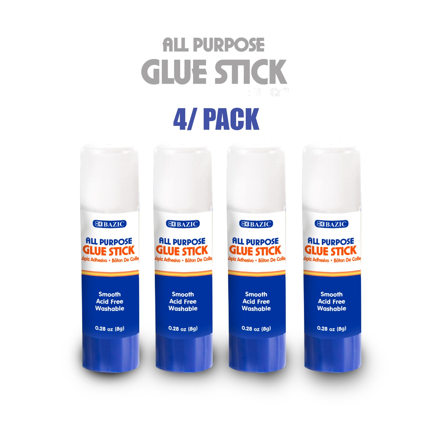 BAZIC Glue Stick Premium 0.28 oz (8g)(4/Pack)