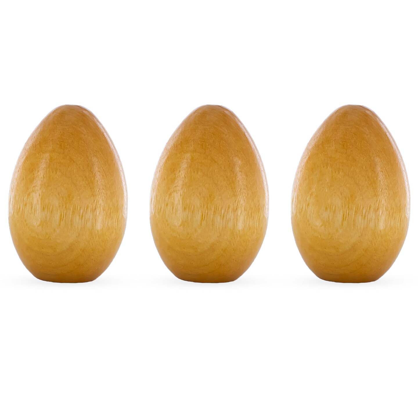 3 Miniature Lacquered Varnished Wooden Eggs 2 Inches