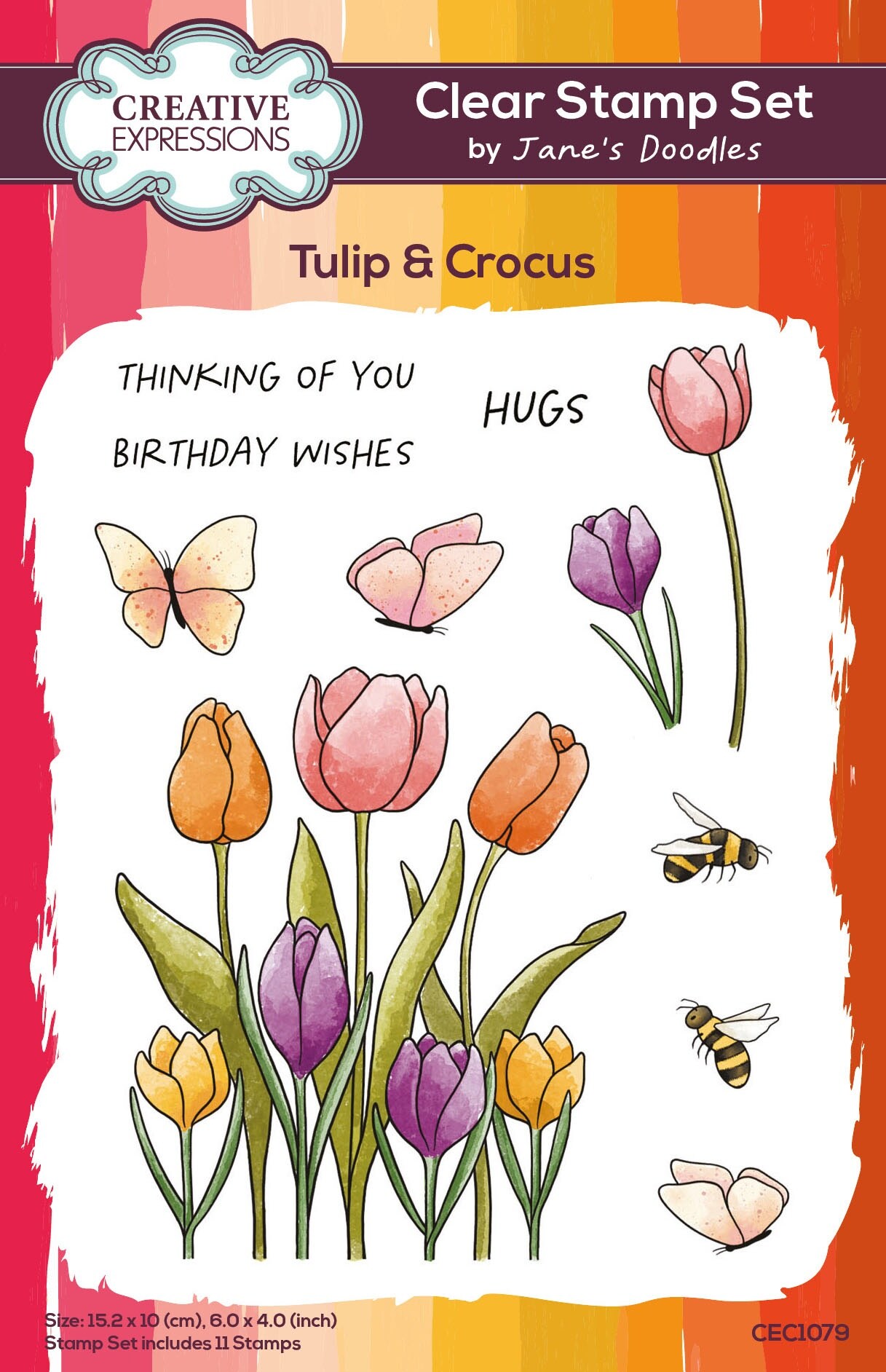 Creative Expressions Jane&#x27;s Doodles Clear Stamp 4&#x22;X6&#x22;-Tulip &#x26; Crocus