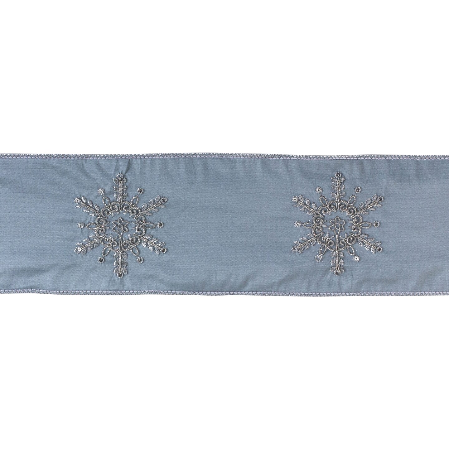 Melrose Blue and Silver Snowflake Christmas Wired Craft Ribbons 4" x 10 Yards