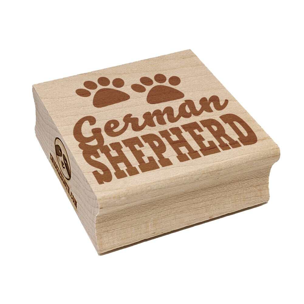 German Shepherd Dog Paw Prints Fun Text Square Rubber Stamp for Stamping Crafting