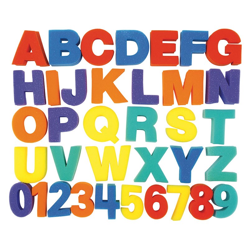 Paint Sponges, Letters &#x26; Numbers Set, 3&#x22;, 36 Pieces