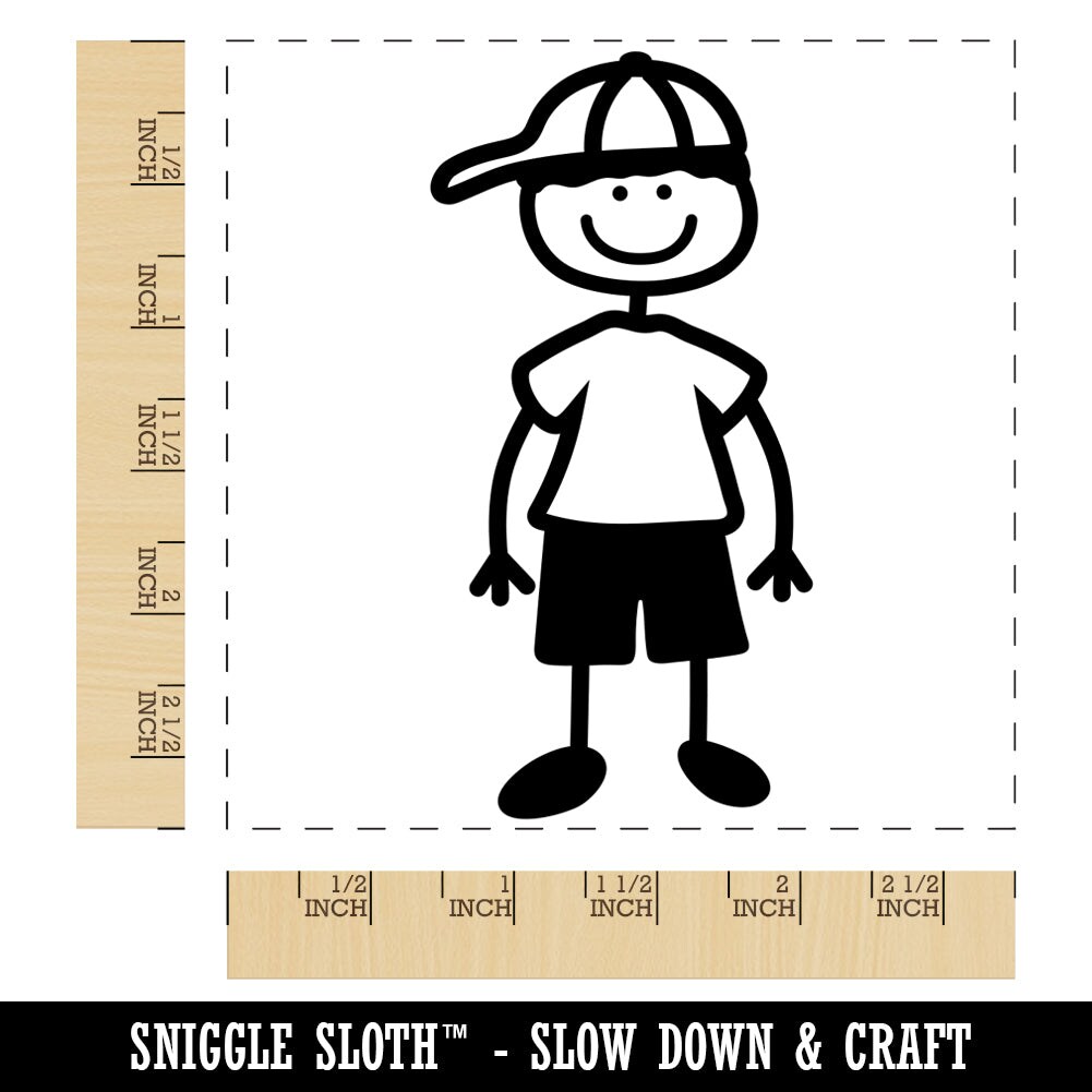 Stick Figure Boy Son Square Rubber Stamp for Stamping Crafting