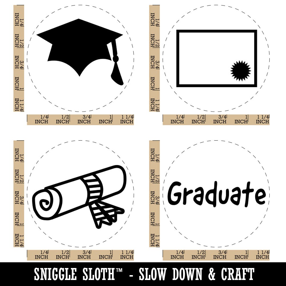 Graduation Cap Diploma Certificate Rubber Stamp Set for Stamping ...