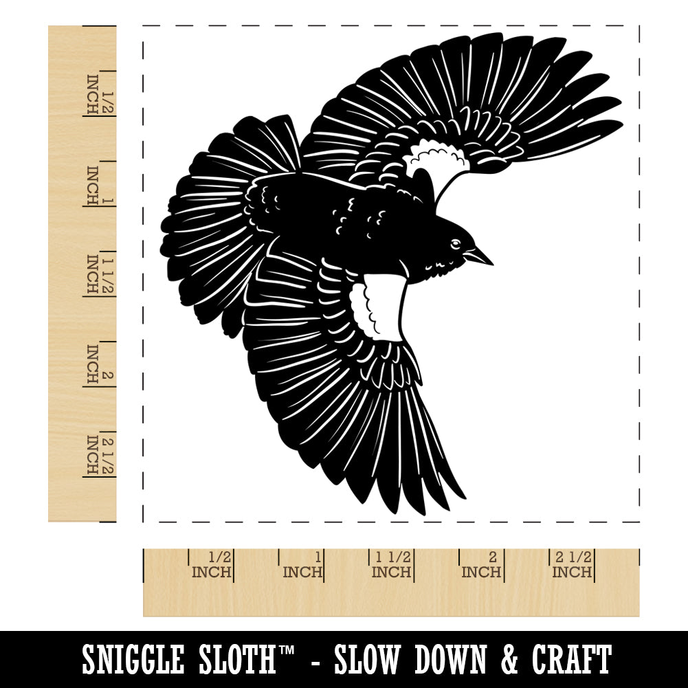 Red-Winged Blackbird Bird Flying Square Rubber Stamp for Stamping ...