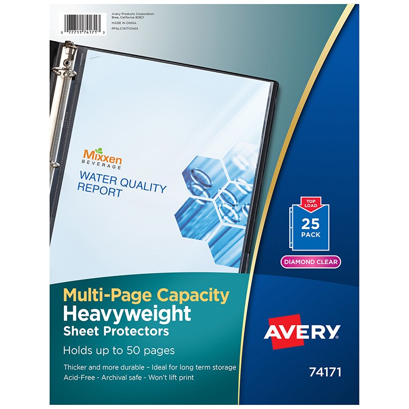 Clear Heavyweight Multi-Page Capacity Sheet Protectors, Holds 8-1/2&#x22; x 11&#x22; Sheets, Top Load, Pack of 25