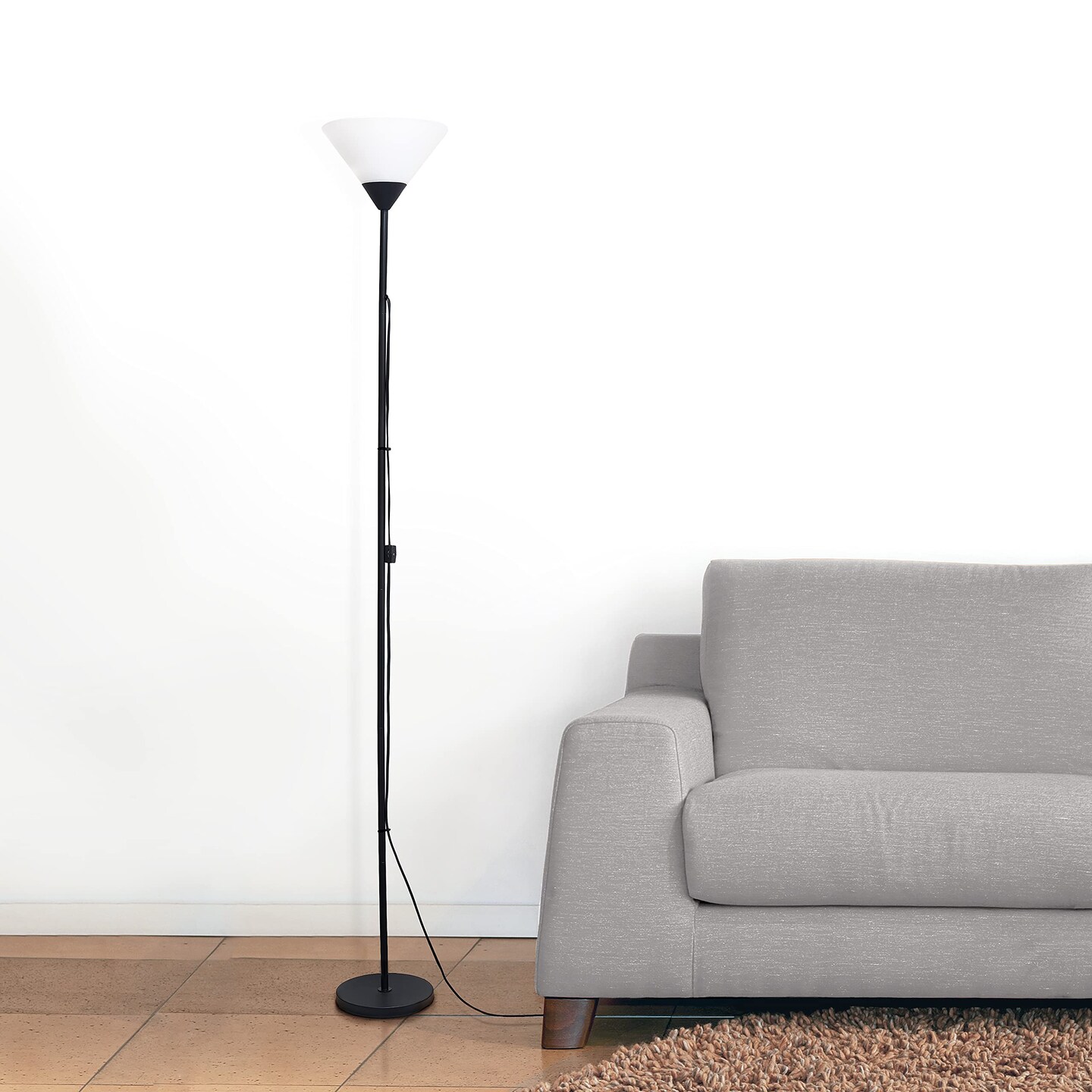 Simple Designs 1 Light Stick Torchiere Floor Lamp