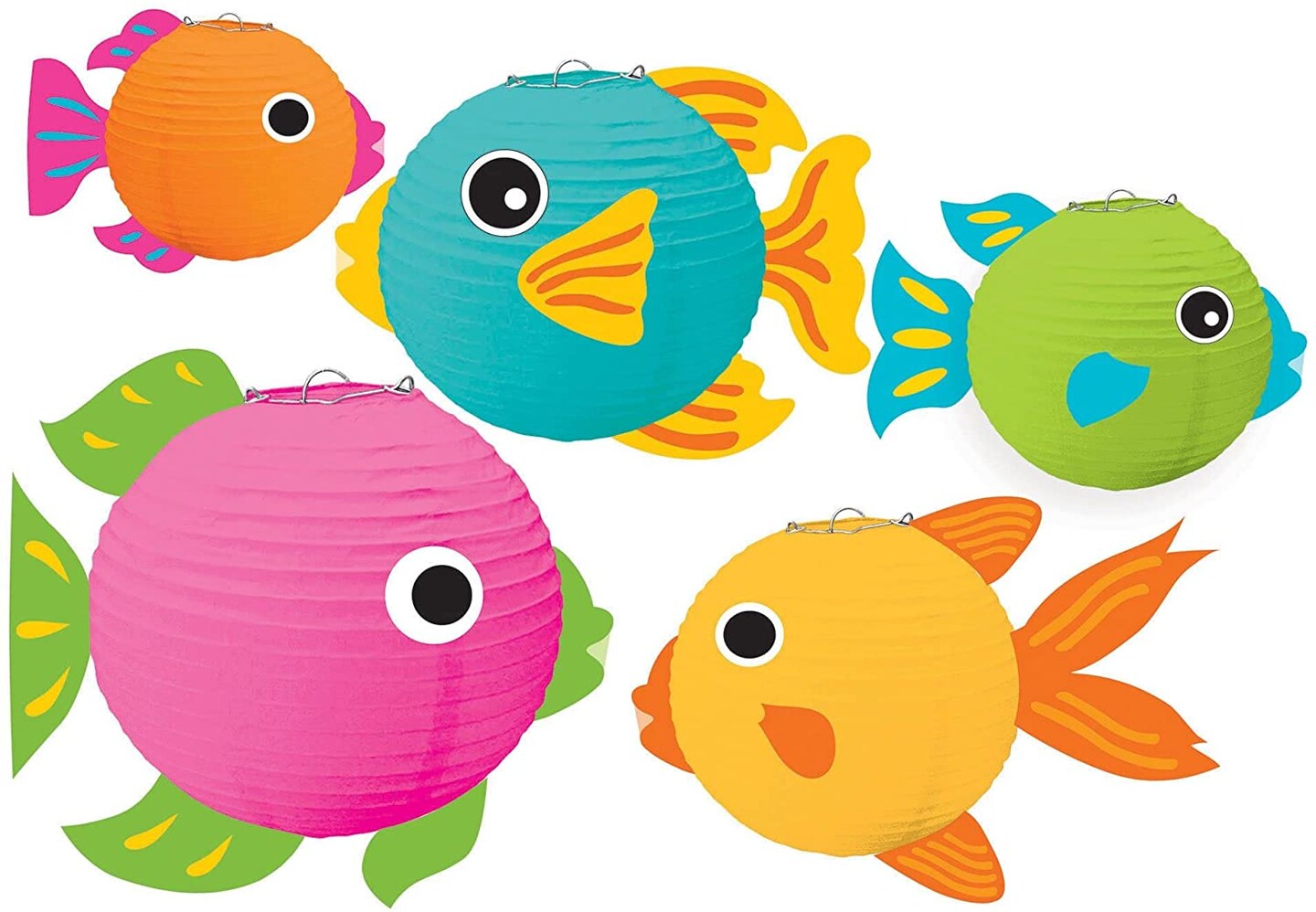 3D Fish Paper Lanterns Pack of 5