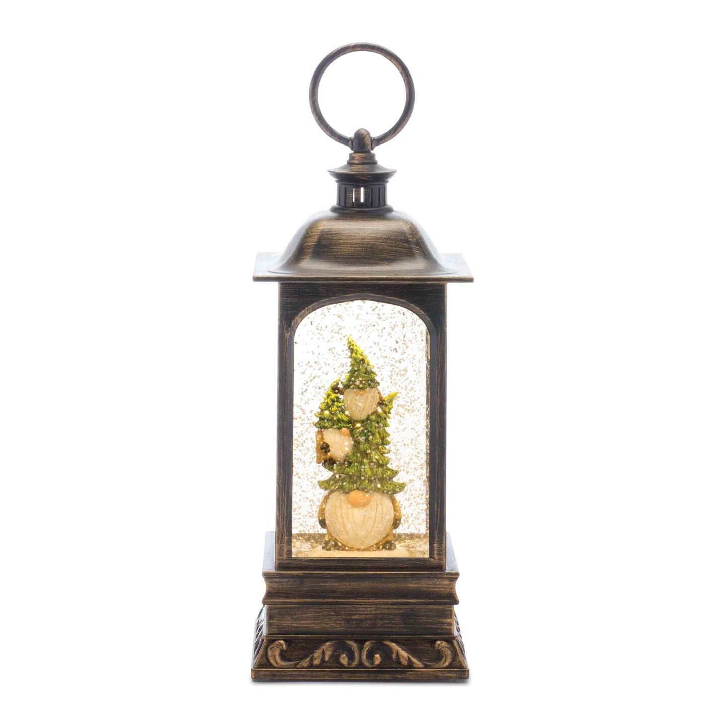 Melrose 10.75&#x22; LED Lighted Gnome Stack Christmas Snow Globe Lantern