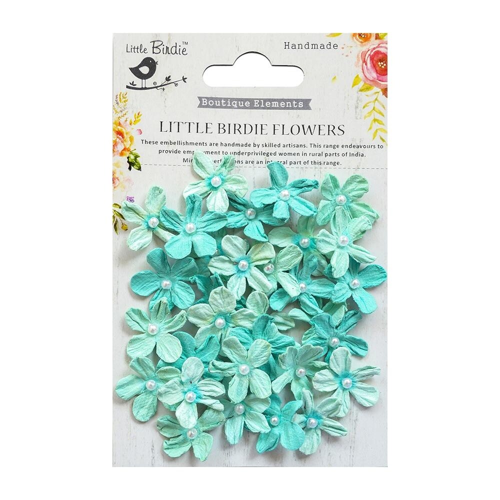 Little Birdie Pearl Petites Paper Flowers 32/Pkg